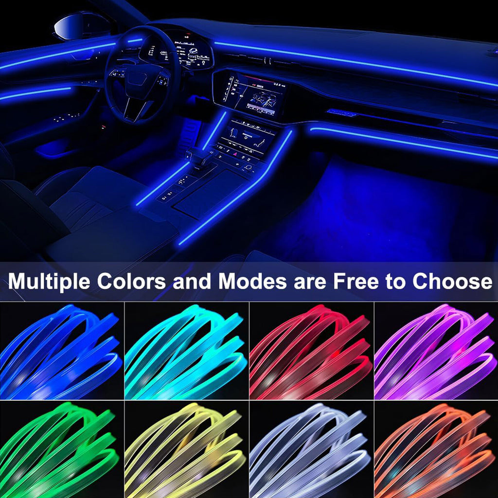 LED Neon Light Trim Glow Optic Fiber Strip Car Interior Ambient Lighting Kit NEW