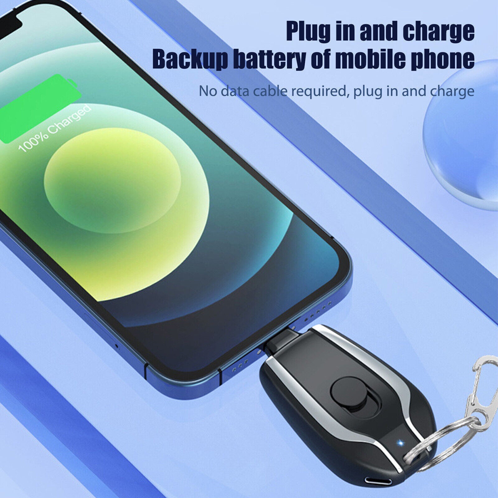 Mini Keychain Power Bank 1500Mah Battery for Iphone Android Phone Portable USA