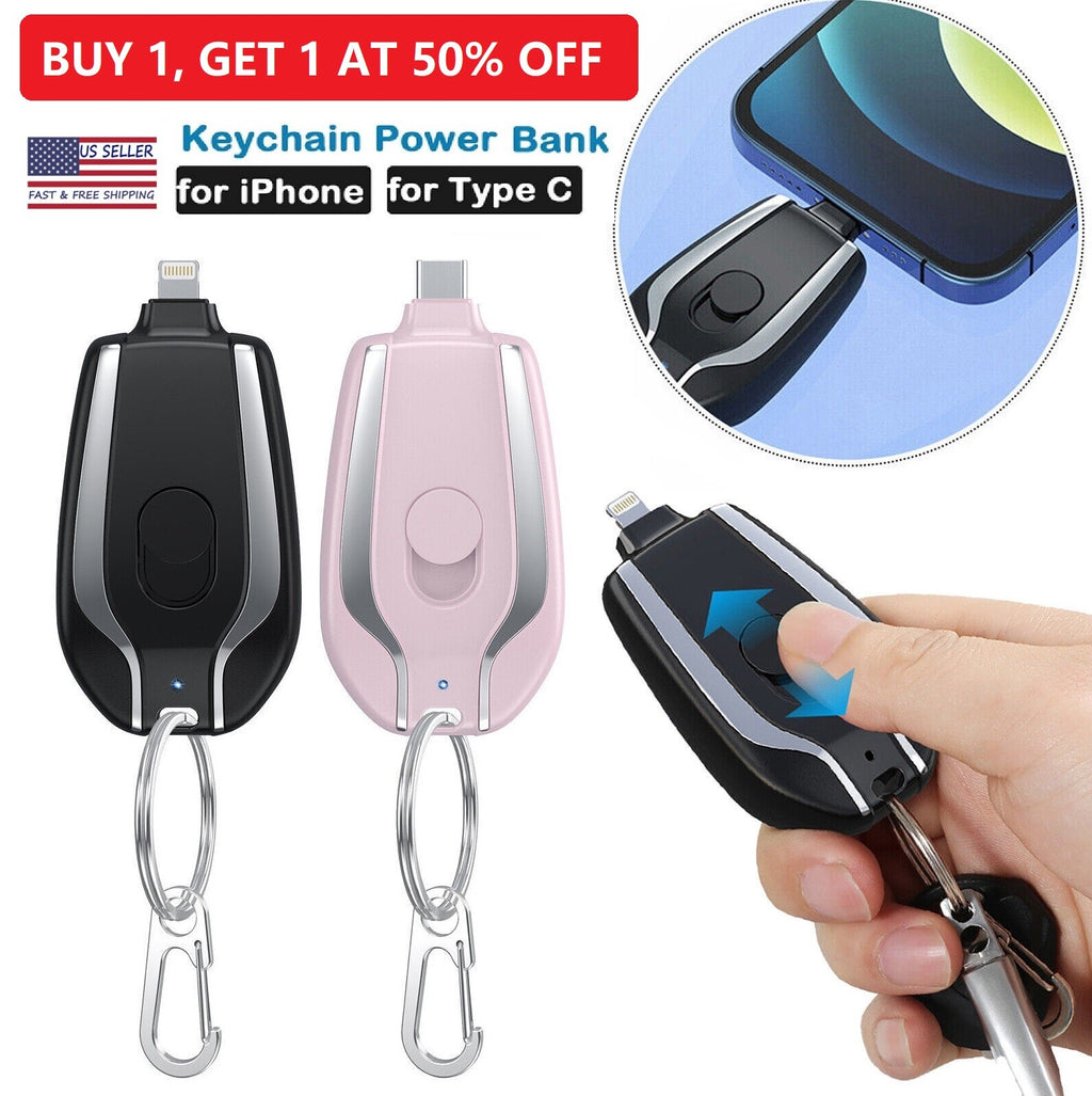 Mini Keychain Power Bank 1500Mah Battery for Iphone Android Phone Portable USA