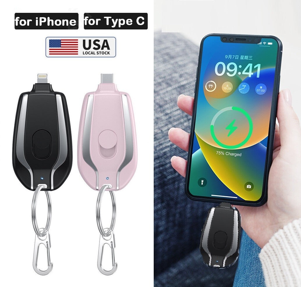 Mini Keychain Power Bank 1500Mah Battery for Iphone Android Phone Portable USA