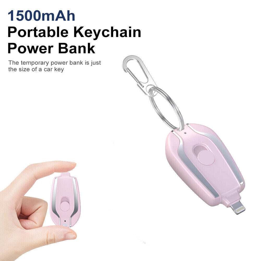Mini Keychain Power Bank 1500Mah Battery for Iphone Android Phone Portable USA